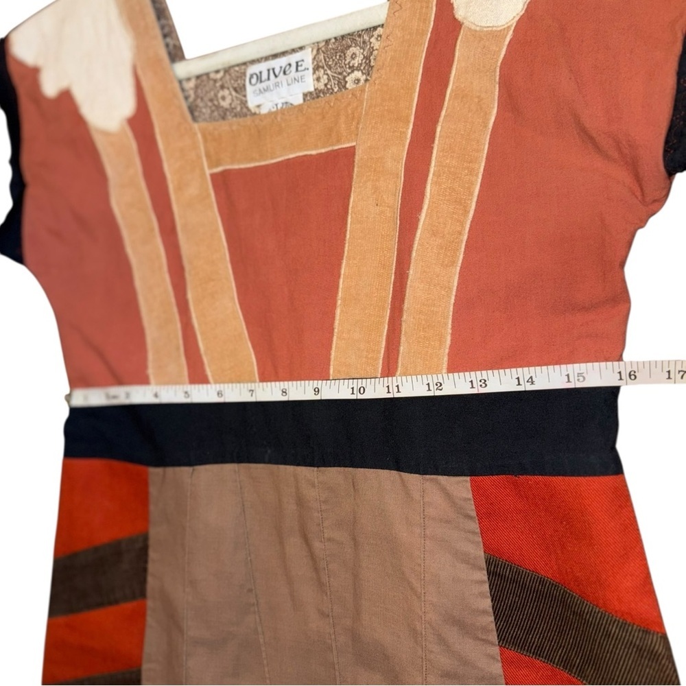 Vintage Folk Art Patchwork Bohemian Hippie Artsy Dress XS / S - Picture 12 of 17